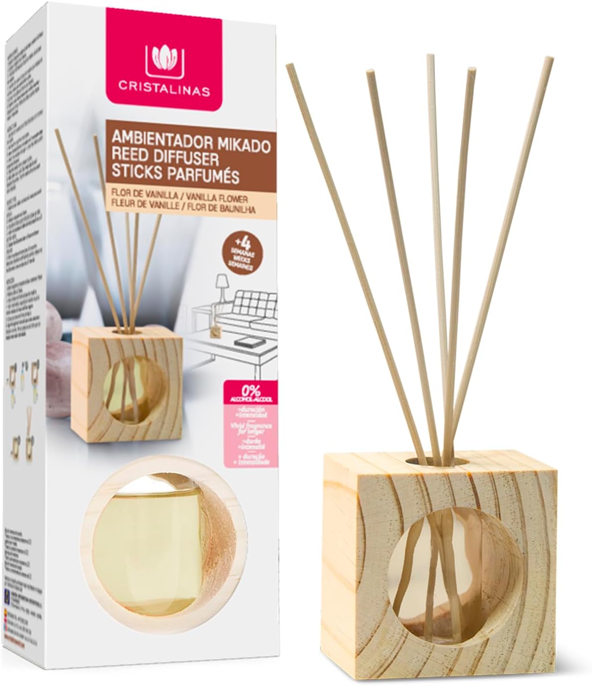 Ambientador Hogar Mikado Cubo de Madera - Aroma Vainilla - Pack 3