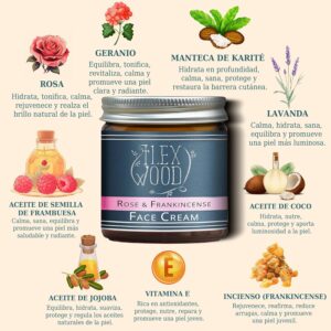 Crema facial de rosa e incienso de madera de Ilex - 60 ml